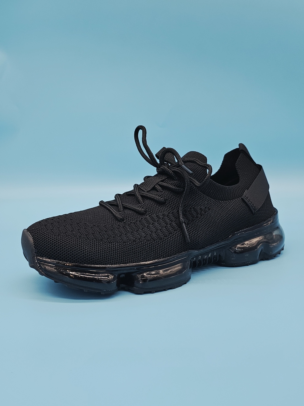 Women's Lightweight Black Knit Runner Sneakers